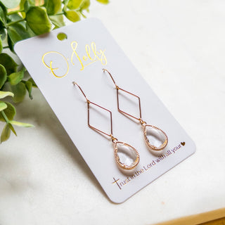 Elegant Crystal Teardrop Geo Dangle Earrings “Emory”