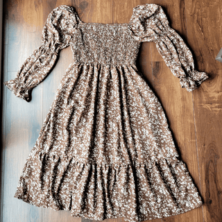 Dainty Floral Brown Dress- Women