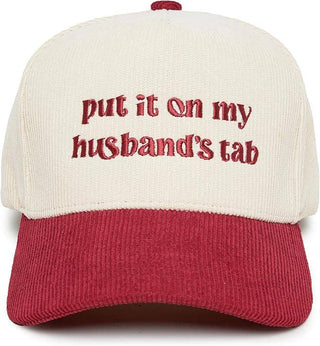 Two Tone Corduroy Hat: Put It on My Husbands Tab - Red/Beige