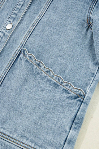 Scallop Trim Denim Jacket with Patched Pockets