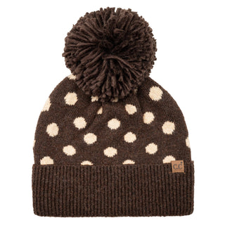C.C Polka Dot Pattern Pom Beanie Winter Hat