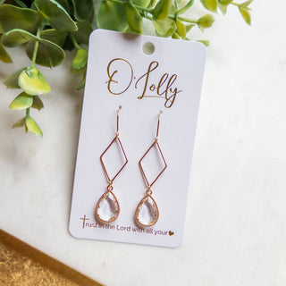 Elegant Crystal Teardrop Geo Dangle Earrings “Emory”