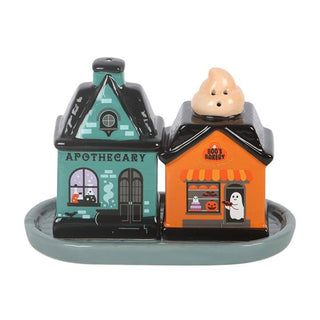 Spooky Street Halloween House Salt and Pepper Shakers