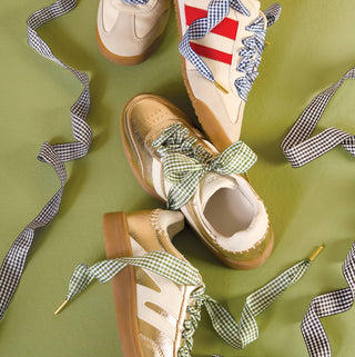 Step It Up Shoelaces–Gingham Orange
