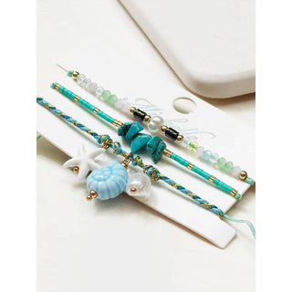 Turquoise Seashell and starfish Beach Theme Bracelets