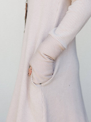 Jake Long Sleeve Ribbed Dress - Oat