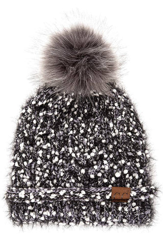 C.C Eyelash Confetti Yarn Knitted Pom Beanie