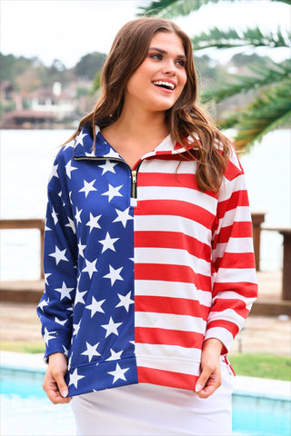 Stars and Stripes Quarter Zip Pullover