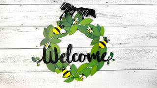 "Welcome" Magnetic Word w/ Greenery, Front Door Decor
