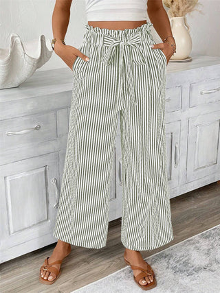 Striped Casual Elegant Straight Leg Pants