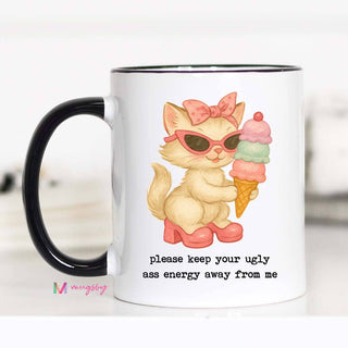 Keep Your Energy Away Funny Cat Mug Gift for Friends