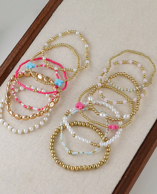 Summer Cross Gold Faux Pearl Bracelet Set 