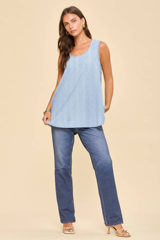 Textured Sleeveless Tank Blouse