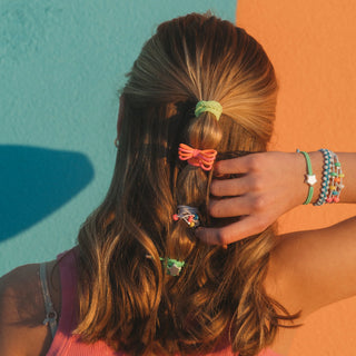 "Glow" Neon with Silver Accents Hair Tie Bracelets (Med)