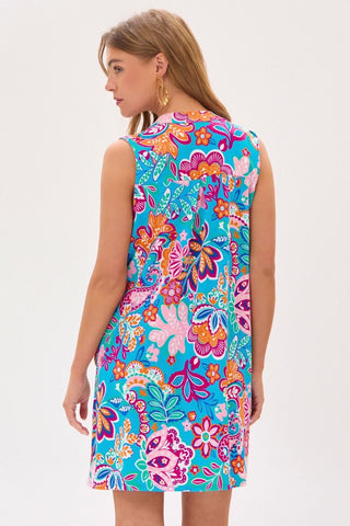 Blue Multi Floral Lizzy Tank Dress